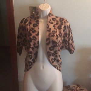 Leopard, angora, crop cardigan