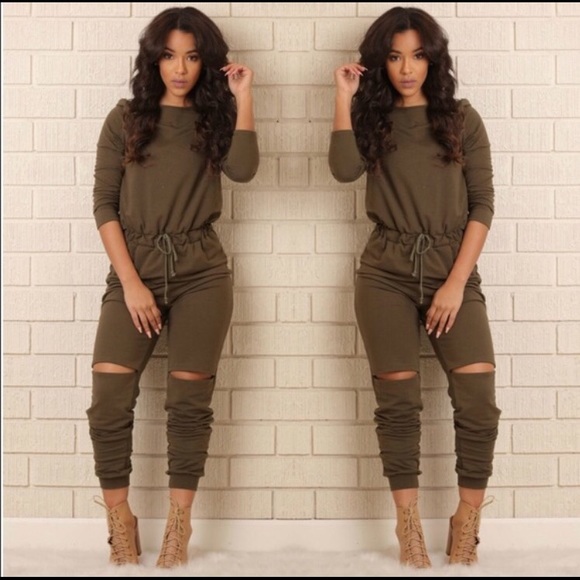 Fashion Nova Olive green jumpsuit NBW