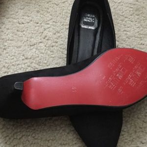 Red sole black suede heels. REDUCED AGAIN!