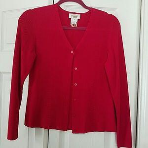 Red cardigan