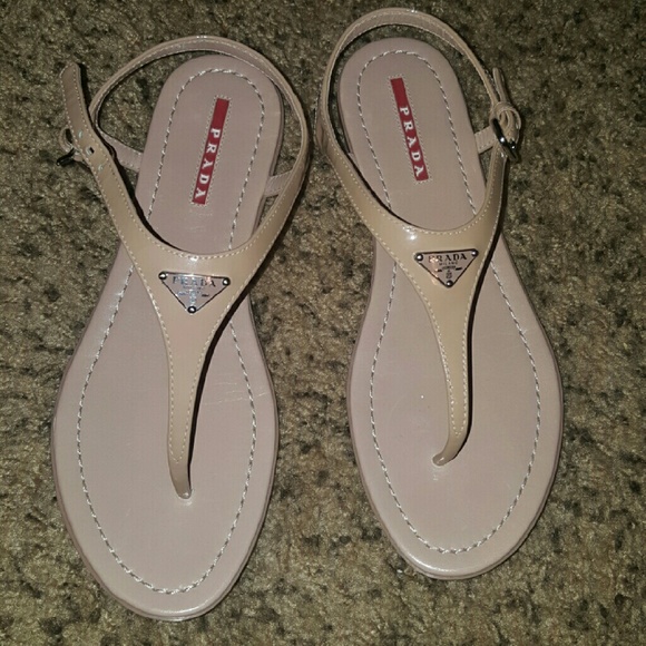 Prada patten leather thong sandals