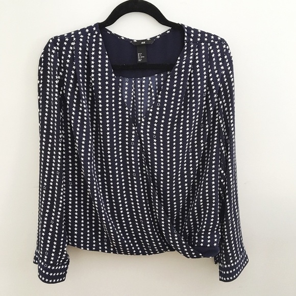 H&M Navy Long-Sleeve Stars Top
