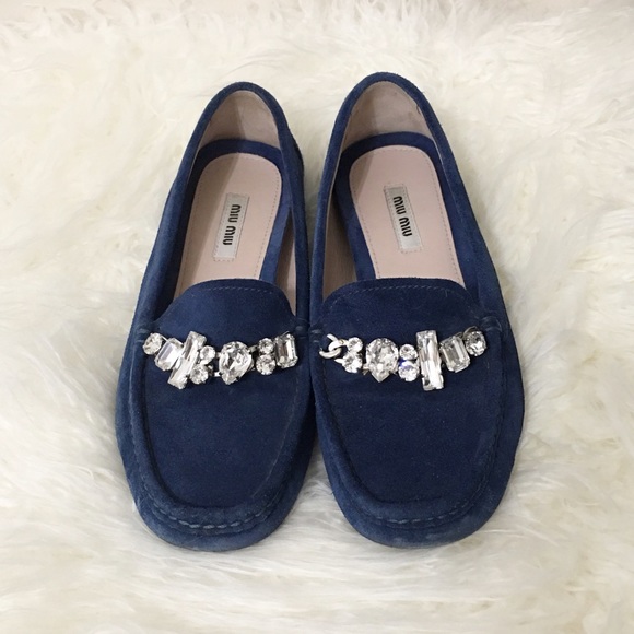 Miu Miu Blue Calzature Donna Loafers Flats