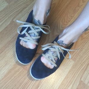 Madewell blue suede lace up espadrille flats 7