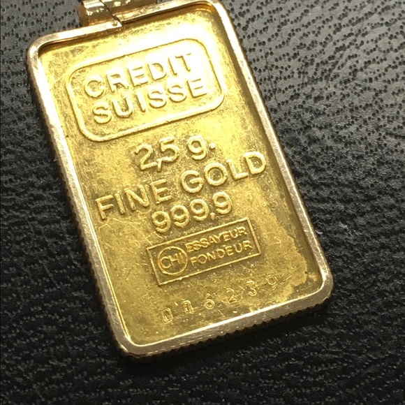 24k credit Suisse gold bar pendant