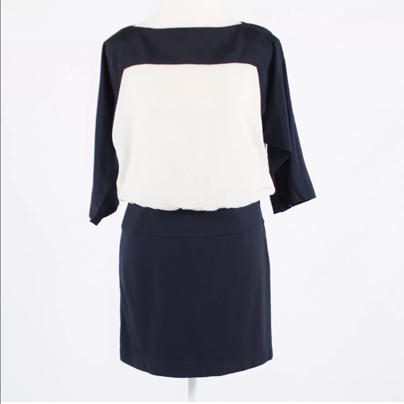 Blue and white color block dress - Picture 3 of 4