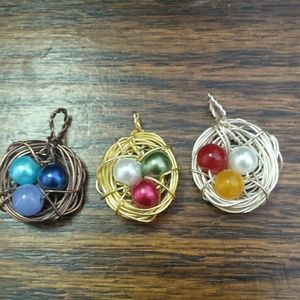 Hand made birdsnest charm costume jewelry