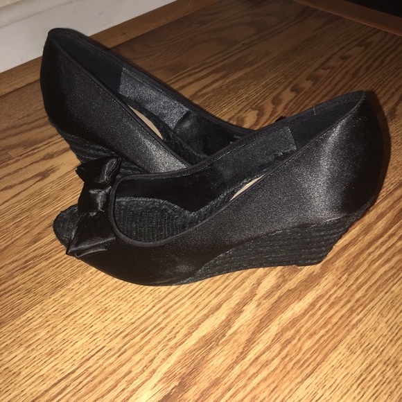 Zara black Satin wedge