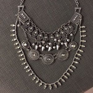 ZARA SILVER TONE MULTILAYER NECKLACE AS IS