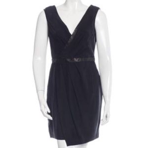 R&B Black silk dress with leather trimming