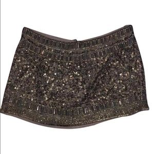 ALLSAINTS GOLD BEADED MINI SKIRT