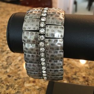 Stretchy silver a CZ bracelet
