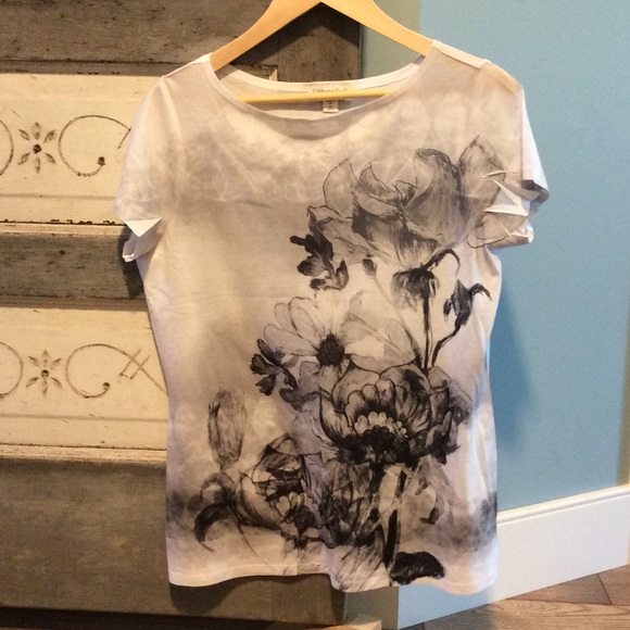 Coldwater Creek black flower design shirt
