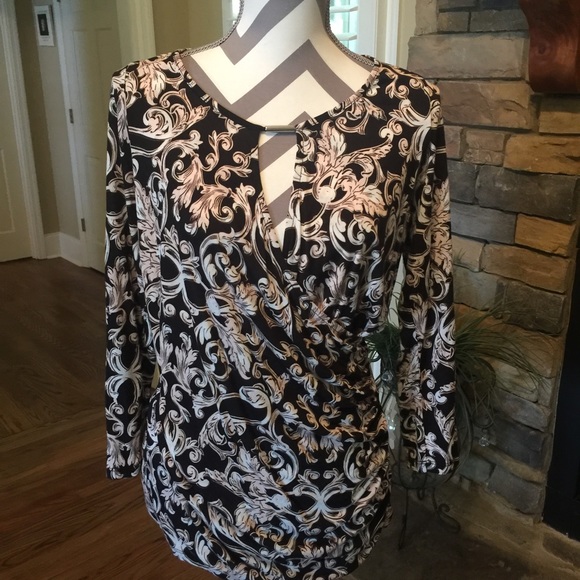 INC keyhole neckline blouse with silver feature