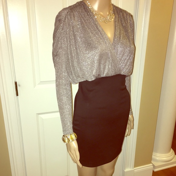 Elegant silver sparkly silver and black dress - Picture 1 of 4