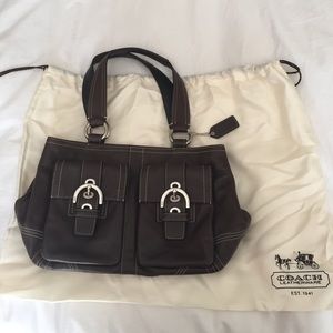 Brown leather coach purse