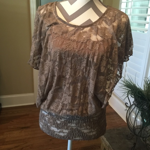 Papaya top with floral pattern