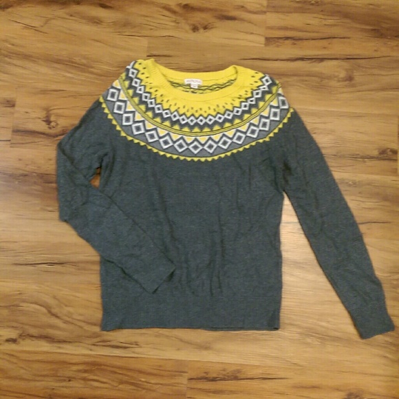 Grey Sweater with Mustard Yellow Detail