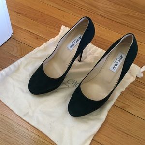 Jimmy Choo green suede heels