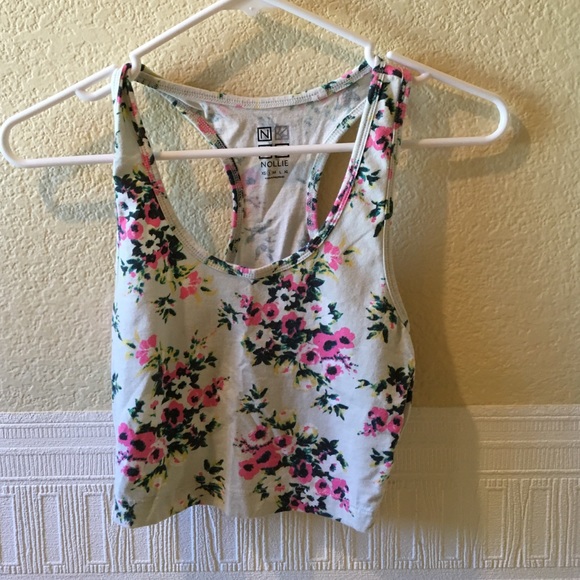 Floral Nollie racer back crop top