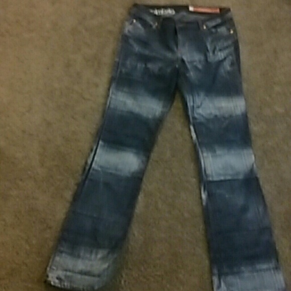 Two tone stone washed faded jeans