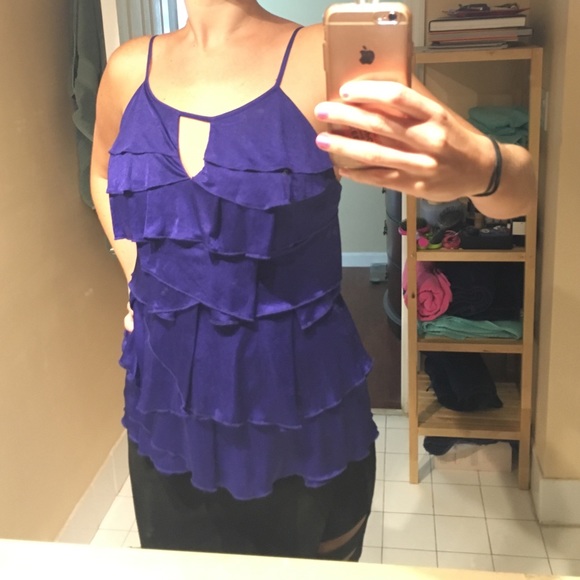 BCBGMAXAZRIA sz sm dark purple layers keyhole tank - Picture 3 of 3
