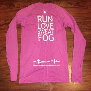 Lululemon Swiftly LS Pink *SCREEN PRINTED* Size 6