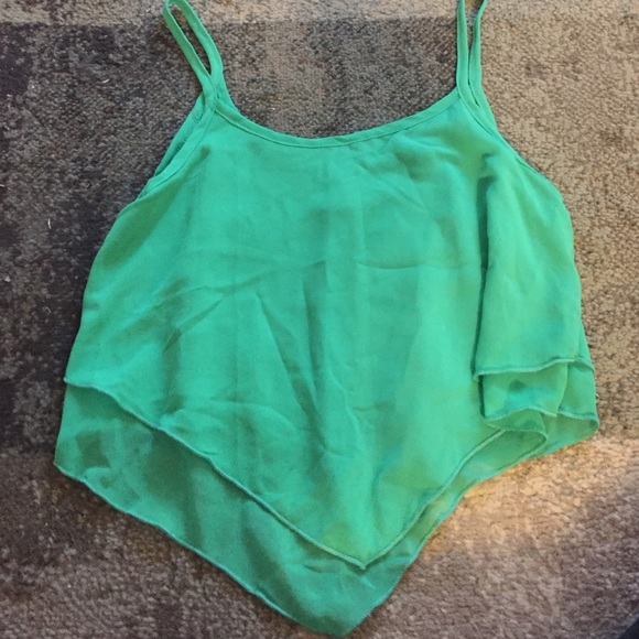 Green high low crop top