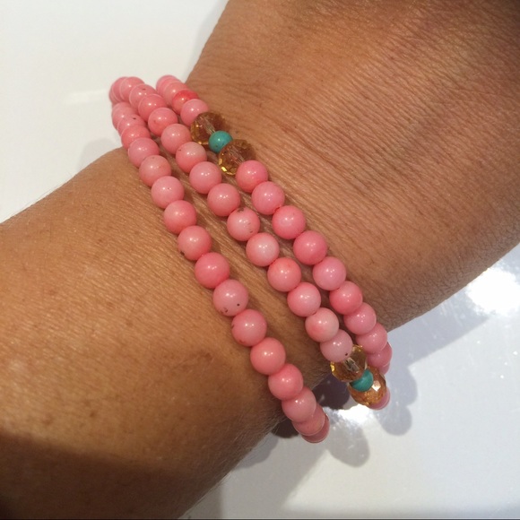 Coral beaded necklace bracelet