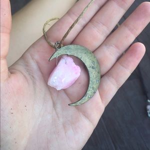 ❣HOSTPICK❣ druzy crystal and moon pendant necklace