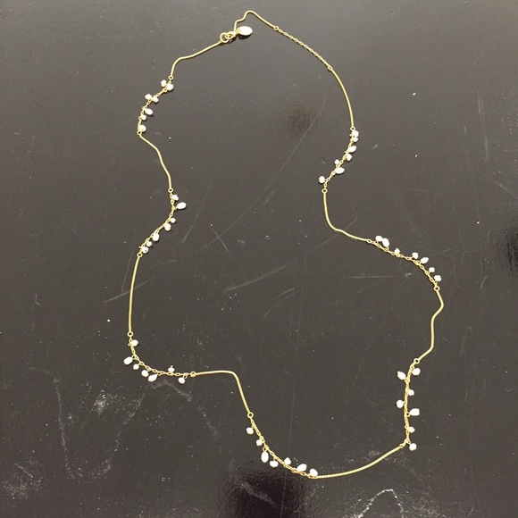 Anne Klein long matte gold chain with pearls