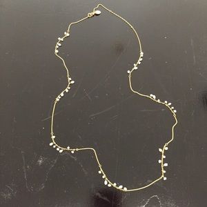 Anne Klein long matte gold chain with pearls