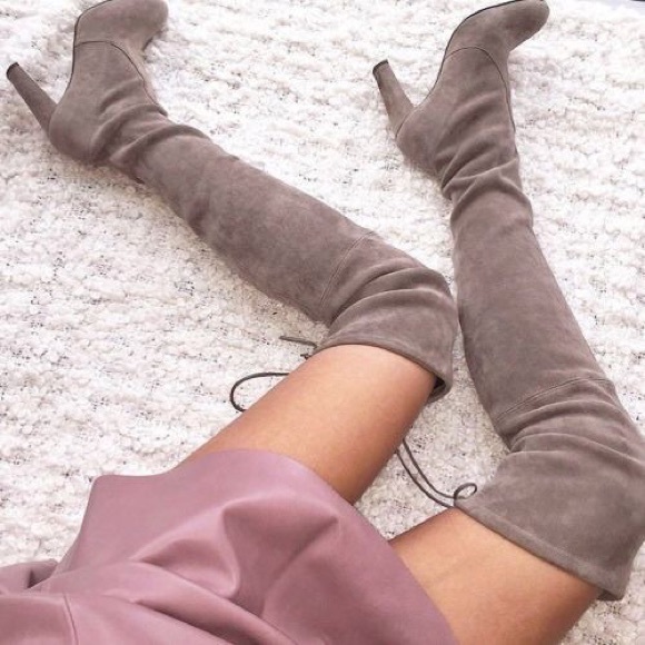 Shoes - Light taupe OTK slouchy drawstring fitted boots