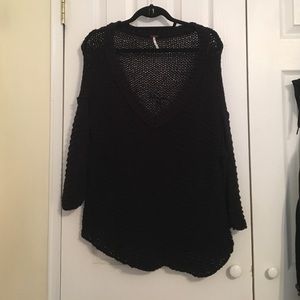 Free people black crochet sweater