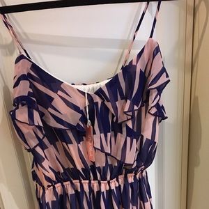 Blue and Pink grometric printed maternity top