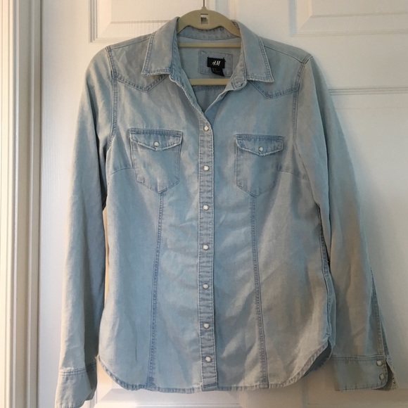 Light blue denim button down