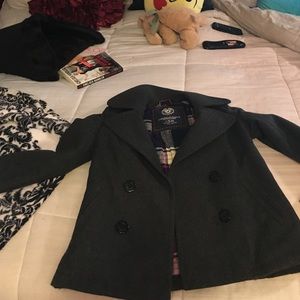 American Eagle pea coat with flannel interior