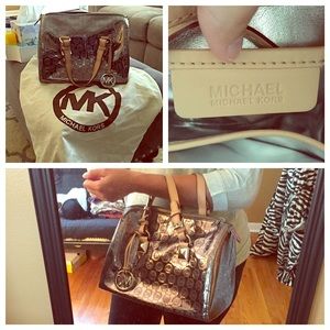 Silver metallic michael kors handbag!