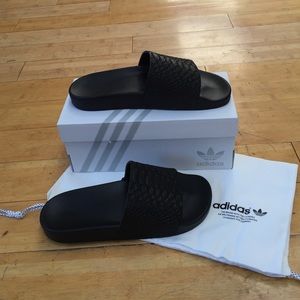 Adidas Originals - Premium Black Leather Slides