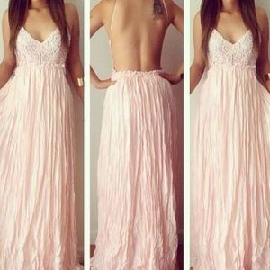 Blush Backless Crochet Dress