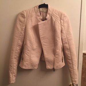 Zara Trafaluc Light Pink Faux Leather Jacket XS