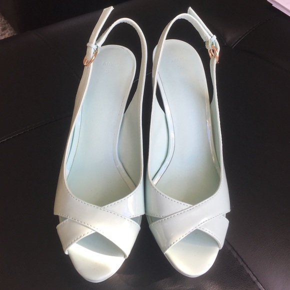 mango platform peep toe ( turquoise color)