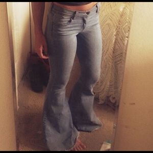 Free People Light Wash Denim Super Flares