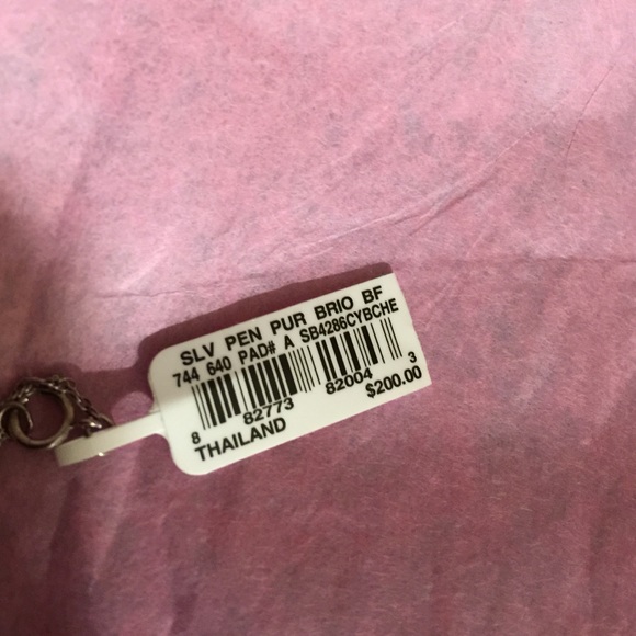 Amethyst with pink butterfly pendent nwt - Picture 3 of 4