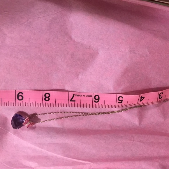 Amethyst with pink butterfly pendent nwt - Picture 4 of 4