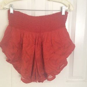 Free People Smocked Cutwork Boho Shorts