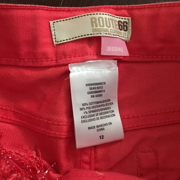 6️⃣ for $2️⃣5️⃣ | Girl's Bright Salmon Jeggings - Picture 2 of 4
