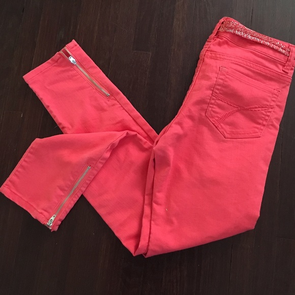 6️⃣ for $2️⃣5️⃣ | Girl's Bright Salmon Jeggings - Picture 3 of 4