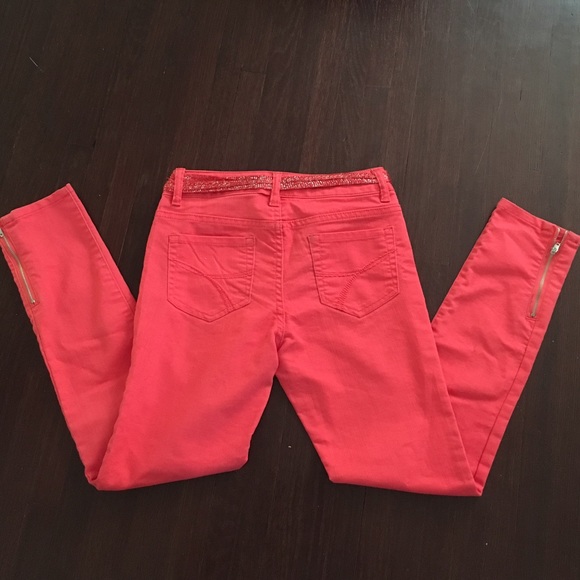 6️⃣ for $2️⃣5️⃣ | Girl's Bright Salmon Jeggings - Picture 4 of 4
