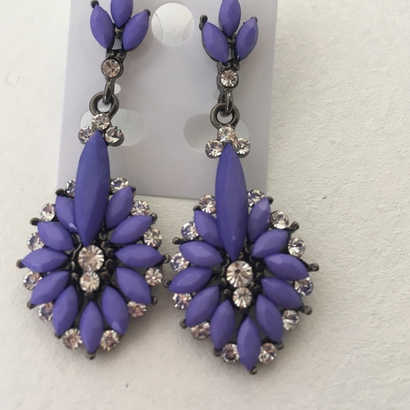 Purple Rhinestone Dangling Earring - Picture 2 of 3